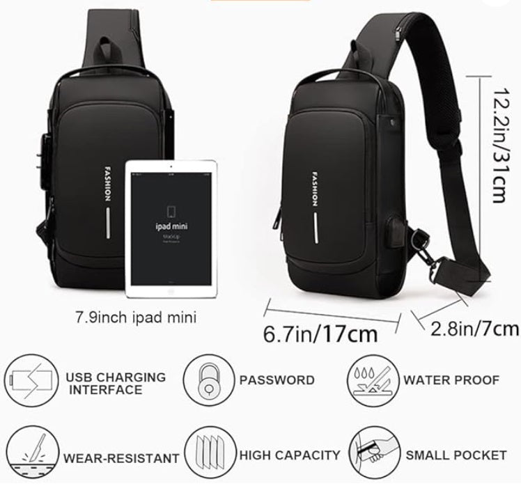 BOLSO ANTIRROBO CON PUERTO DE CARGA USB IMPERMEABLE ® -ENVIO GRATIS