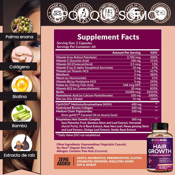 Rainbow Nutrients™ Hair Growth - ENVÍO GRATIS