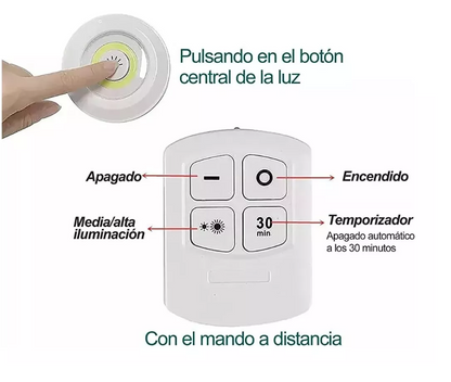 LUZ LED PRO ® SET X 3 INALAMBRICA CON CONTROL-ENVIO GRATIS