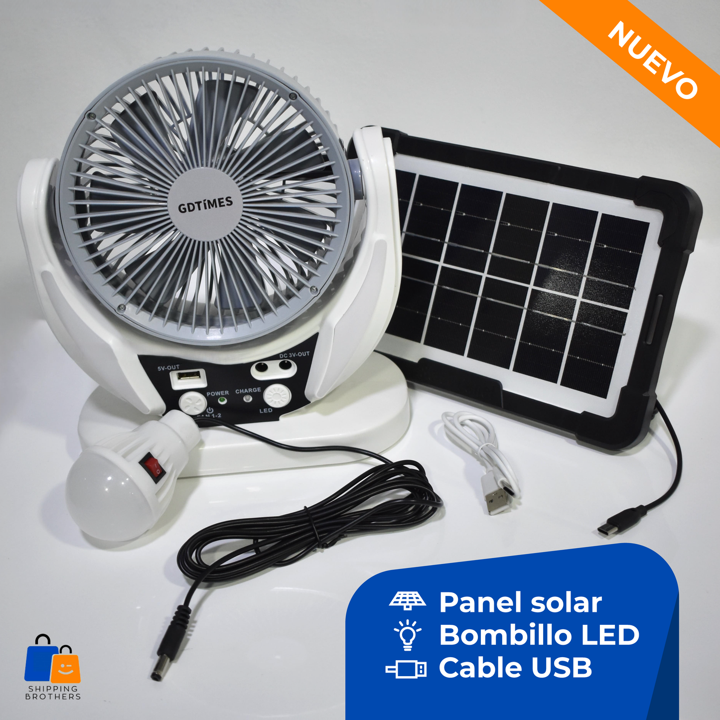 VENTILADOR RECARGABLE CON PANEL SOLAR🍃ENVIO GRATIS